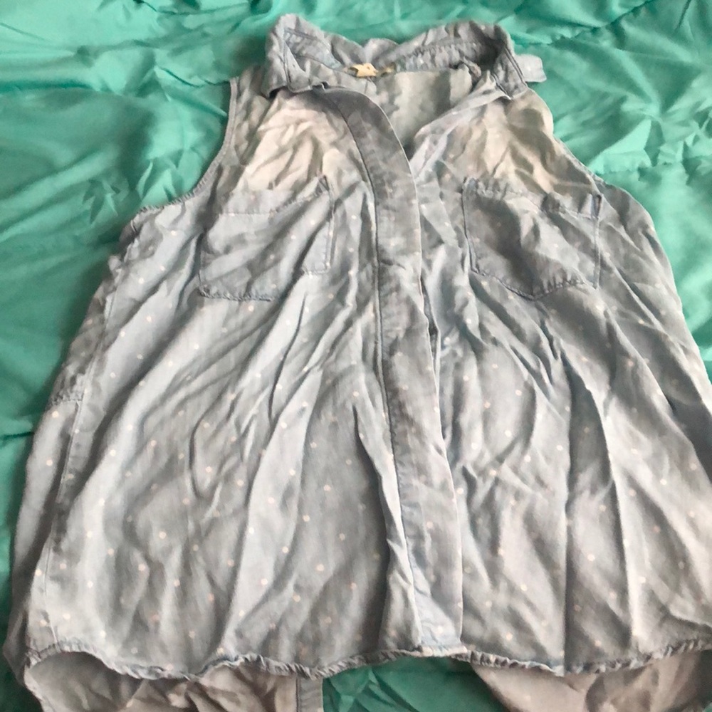 Denim and White Polka-Dot Tank Top!